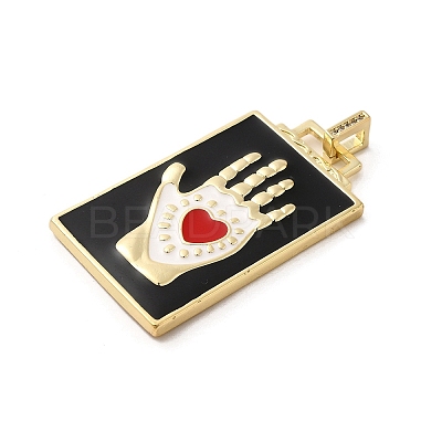 Brass Micro Pave Cubic Zirconia Pendant with Enamel KK-H458-02G-J01-1