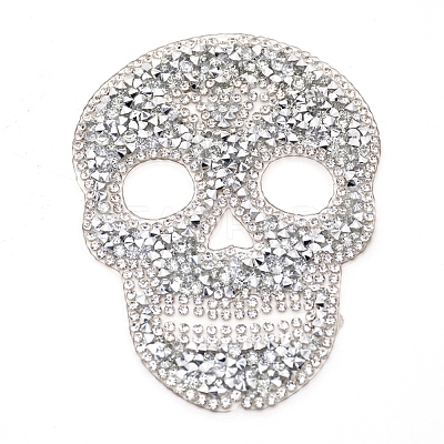 Skull Rhinestone Patches DIY-WH0199-35E-1