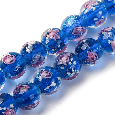 Luminous Handmade Glod Sand Lampwork Beads Strands LAMP-B028-03O-10mm-1