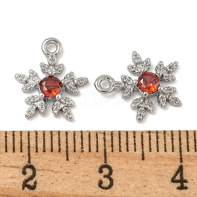 Flower Brass Micro Pave Cubic Zirconia Pendants KK-N254-102P-02-1