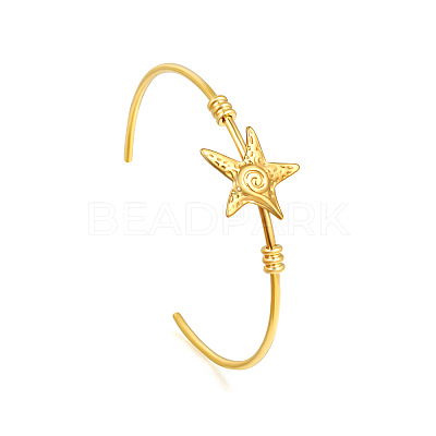 Ocean 304 Stainless Steel Starfish Open Cuff Bangles for Women WG4B16C-01-1