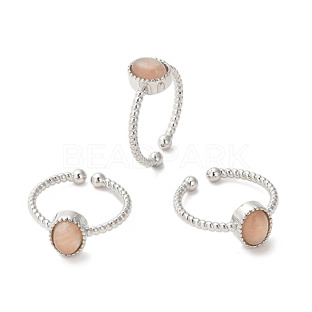 Natural Sunstone Open Cuff Ring RJEW-M166-04P-B-1