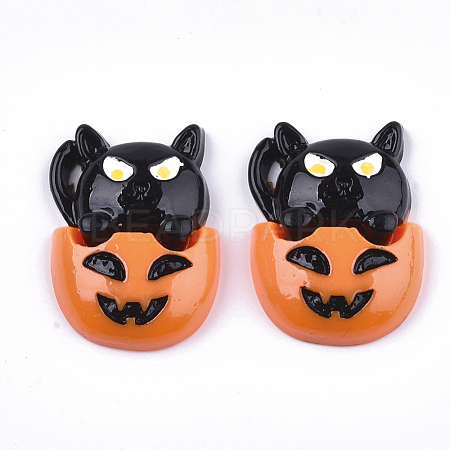 Halloween Theme Kitten Resin Cabochons CRES-T013-03-1