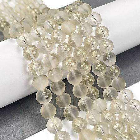 Frosted Transparent Glass Bead Strands GLAA-P065-10mm-01-1