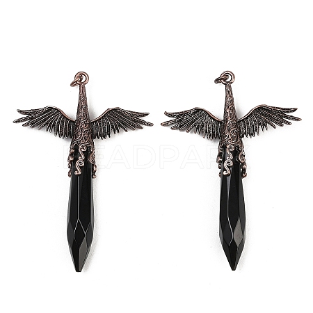 Natural Obsidian Faceted Pointed Bullet Shaped Big Pendants G-T145-01R-07-1