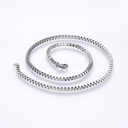 Non-Tarnish 304 Stainless Steel Box Chain Necklaces NJEW-F226-05P-05-1