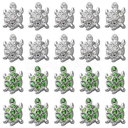 32Pcs 2 Colors Alloy Rhinestone Slide Charms FIND-SC0010-40-1