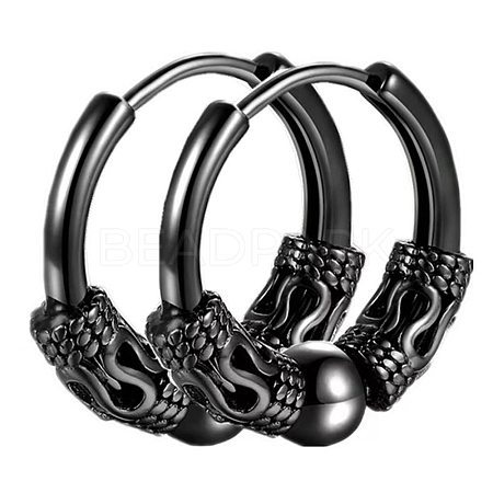 304 Stainless Steel Beaded Hoop Earrings PW-WG23967-10-1