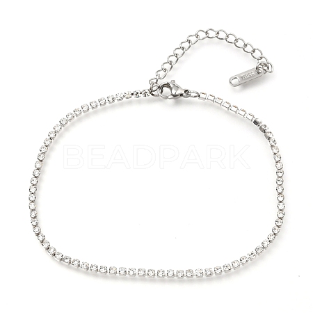 304 Stainless Steel Rhinestone Cup Chain Bracelets AJEW-B004-01B-A-1