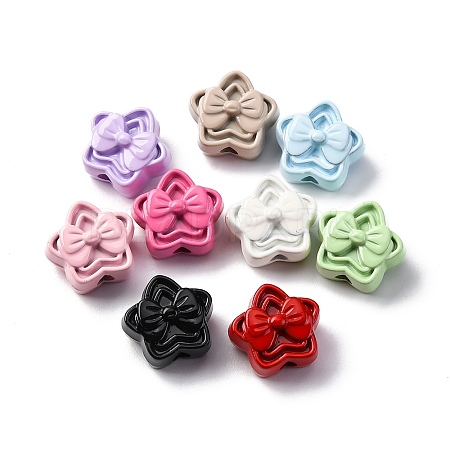9 Colors Spray Painted Alloy Beads PALLOY-V002-18-1