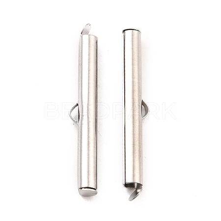 Non-Tarnish 304 Stainless Steel Slide On End Clasp Tubes STAS-C044-08E-P-1