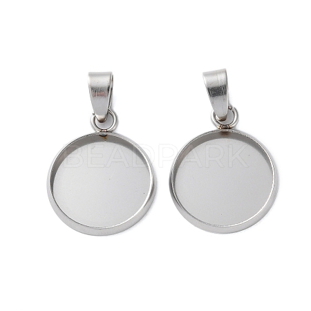 304 Stainless Steel Pendant Cabochon Settings STAS-L282-010P-05-1