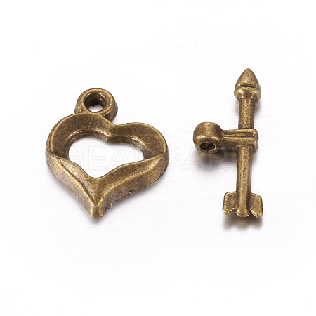 Tibetan Style Heart Toggle Clasps MLF1109Y-NF-1