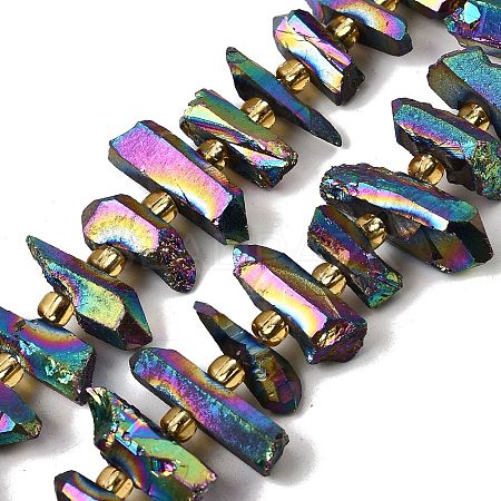 Electroplate Natural Quartz Crystal Beads Strands G-F800-B13-1