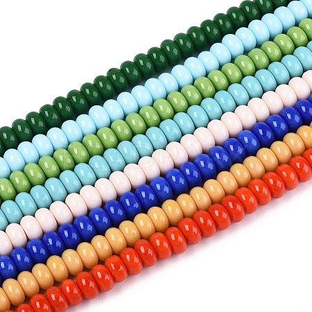Electroplate Opaque Solid Color Glass Beads Strands GLAA-T025-8mm-18-1