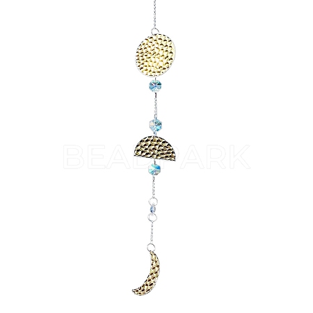 Moon Phase Theme Crystal Glass Sun Catcher Pendant PW-WG27FA6-04-1