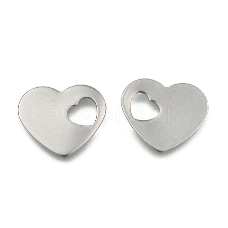 Tarnish Resistant 304 Stainless Steel Stamping Blank Tag Heart Charms Pendants STAS-M004-04-1