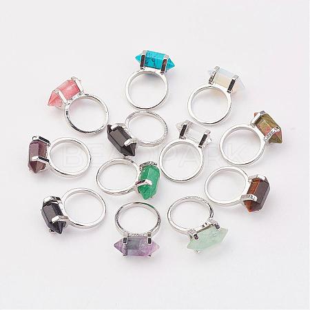 Natural & Synthetic Mixed Stone Finger Rings RJEW-P121-A-1