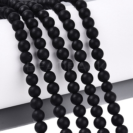 Natural Black Stone Bead Strands G-R193-01-6mm-1