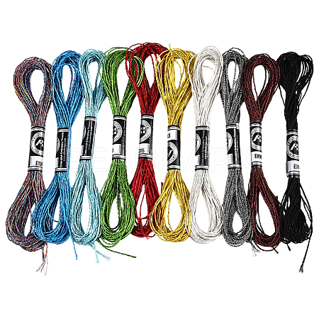 10 Skeins 12-Ply Metallic Polyester Embroidery Floss OCOR-WH20074-12A-1