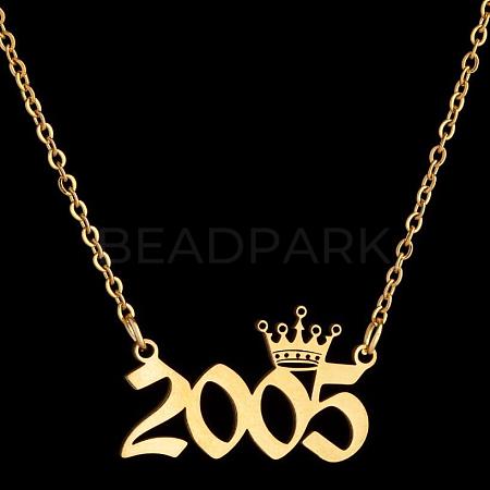 Crown Birth Year 201 Stainless Steel Pendant Necklaces for Women FS-WG4E8F2-26-1