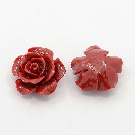 Synthetic Coral 3D Flower Rose Beads CORA-A005-14mm-02-1