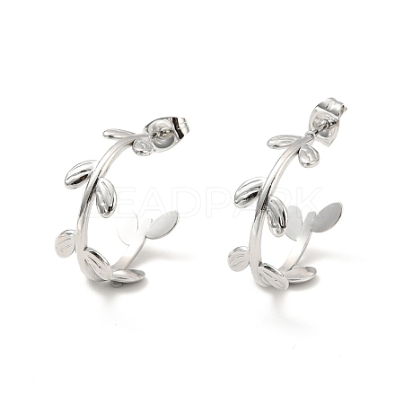 Non-Tarnish 304 Stainless Steel Leaf Wrap Stud Earrings EJEW-P202-01P-1