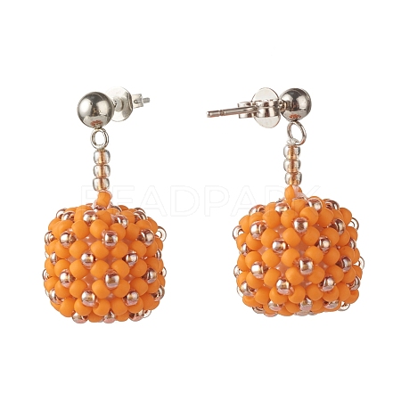 TOHO Japanese Seed Beads Dangle Stud Earrings EJEW-JE04762-03-1