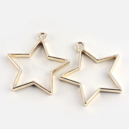 Rack Plating Alloy Star Open Back Bezel Pendants X-PALLOY-S047-40D-FF-1