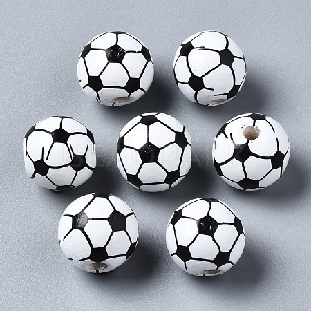 Painted Natural Wood European Beads WOOD-S057-050-1