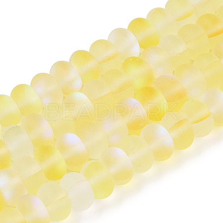 Frosted Transparent Glass Beads Strands FGLA-M002-01H-1