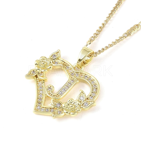 304 Stainless Steel Heart Pendant Necklaces with Cubic Zirconia LS-NJEW-H029-01G-J-1