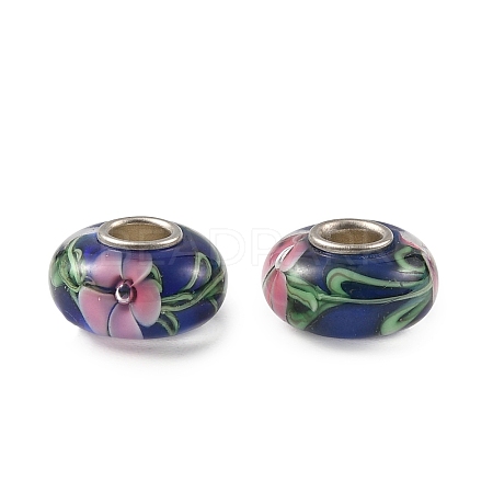 Lampwork & Brass Core European Beads LAMP-P019-01P-02-1