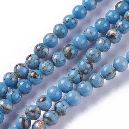 Synthetic Turquoise and Sea Shell Assembled Beads Strands G-F623-08-4mm-1