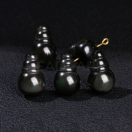Natural Obsidian 3 Hole Guru Beads PW-WGBA735-02-1