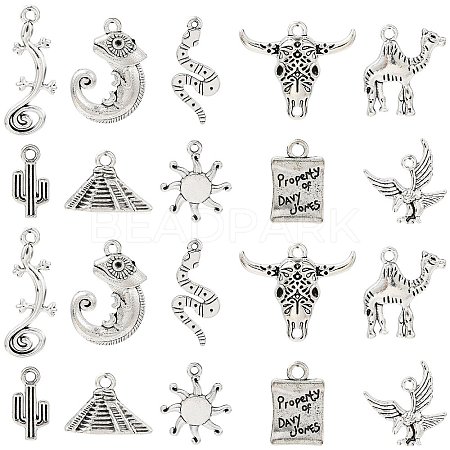 50Pcs 10 Style Tibetan Style Alloy Pendants FIND-CJ0001-60-1