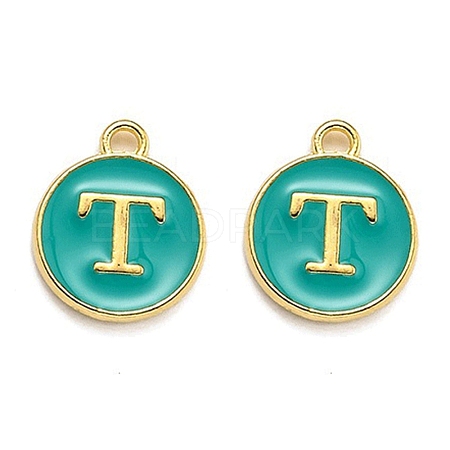 Golden Plated Alloy Enamel Charms X-ENAM-Q437-15T-1