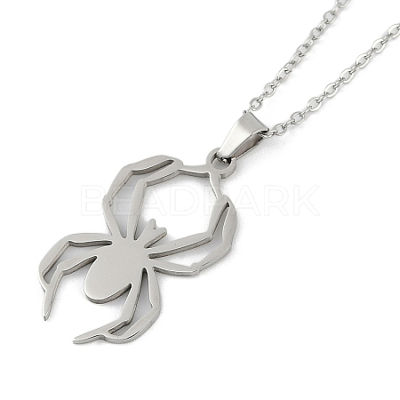 Halloween Series 202 Stainless Steel Cable Chain Spider Pendant Necklaces LS-NJEW-S005-01P-F-1