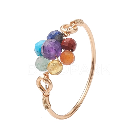 Flower Natural Gemstone Finger Rings RJEW-JR00713-02-1
