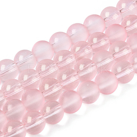 Frosted Transparent Glass Bead Strands GLAA-P065-8mm-03-1