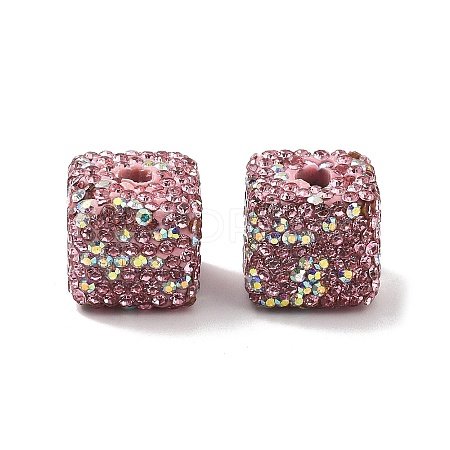 Cube Shape Polymer Clay Rhinestone Beads CLAY-NH0001-08K-1