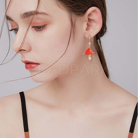 Enamel Mushroom Dangle Stud Earrings JE987C-1