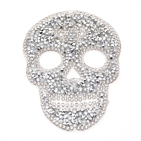 Skull Rhinestone Patches DIY-WH0199-35E-1