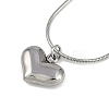 304 Stainless Steel Peach Heart Pendant Round Snake Chain Necklaces NJEW-Z044-07P-1