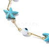 3Pcs 3 Color Glass Evil Eye & Synthetic Turquoise Starfish Link Chain Bracelets Set BJEW-TA00428-4