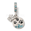 Rack Plating Alloy Aquamarine & Crystal Rhinestone European Dangle Charms PALLOY-S189-16P-1