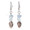 Spiral Shell & Natural Gemstone Dangle Earrings for Women EJEW-JE05813-4