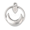 Moon 304 Stainless Steel Pendant Cabochon Setting STAS-P454-10P-1