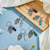 6Pcs 6 Style Alloy Hamsa Hand/Hand of Miriam Pendant Keychain AJEW-DC0001-35-4