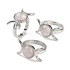 Natural Rose Quartz Adjustable Rings RJEW-K271-01P-08-1